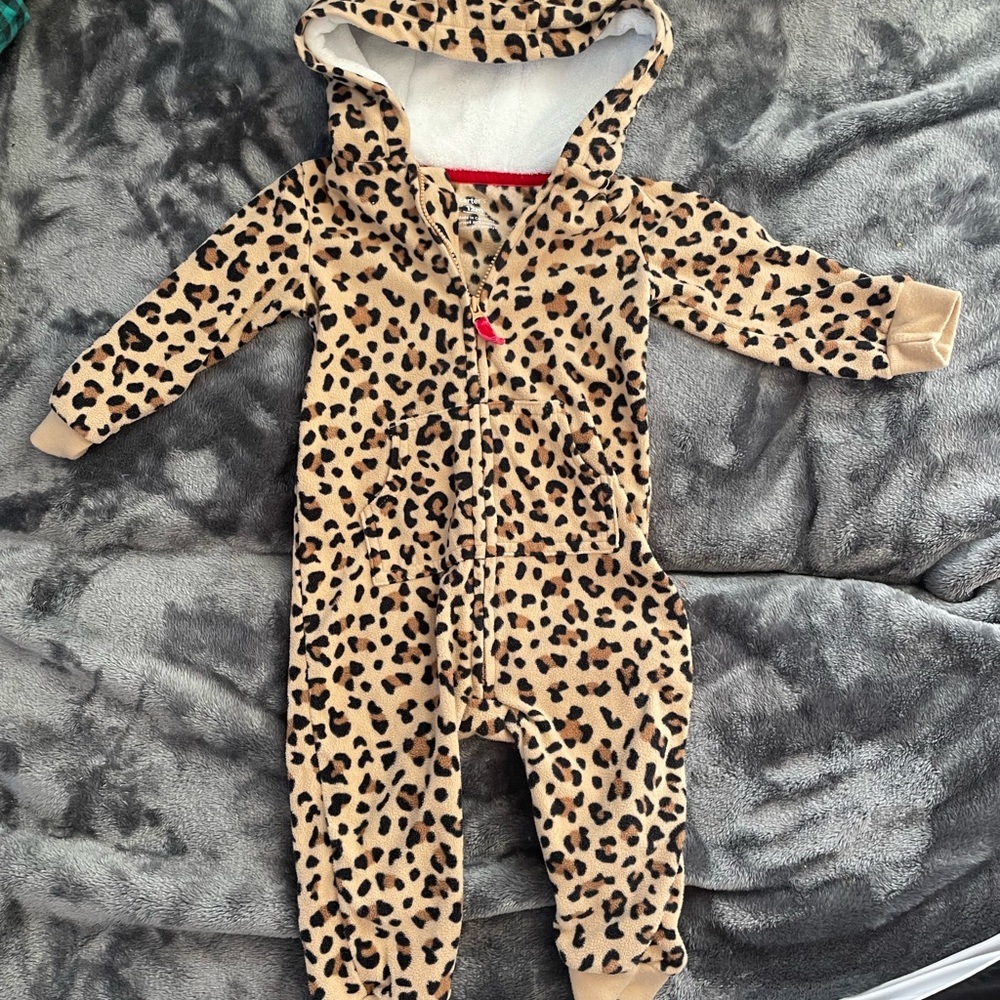 12 month baby girl cheetah fleece footsie